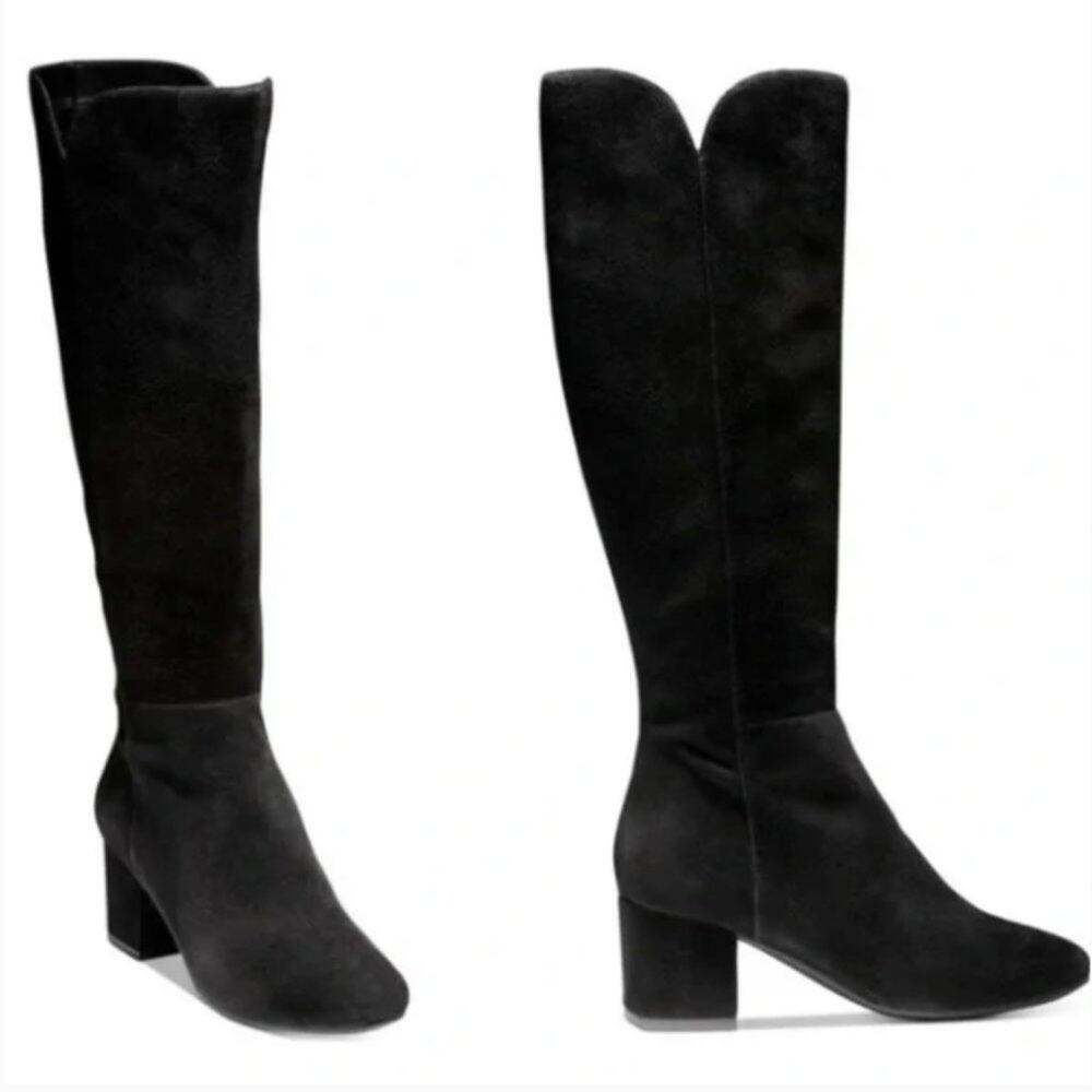 NEW Cole Haan Denise Suede Leather Boots 55 mm Riding Black 8.5